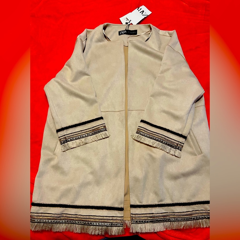 ZARA FAUX SUEDE JACKET SIZE LARGE